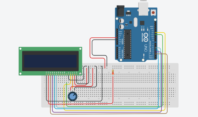 Arduino LCD display circuit connection
