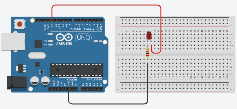 Arduino LED blinking circuit connection