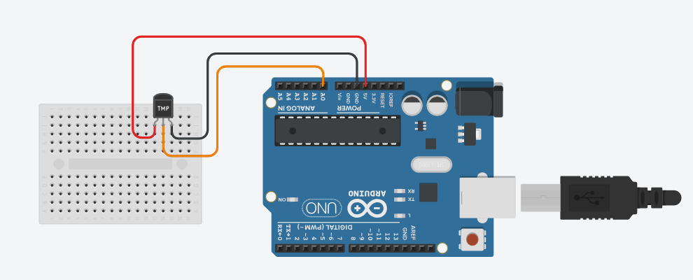 Arduino temperature sensor circuit connection