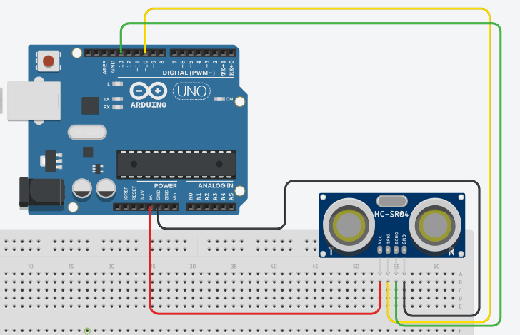 Arduino Ultrasonic Sensor circuit connection